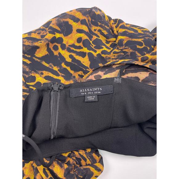 AllSaints Animal Print Ruched Mini Dress US 4 - Picture 6 of 9